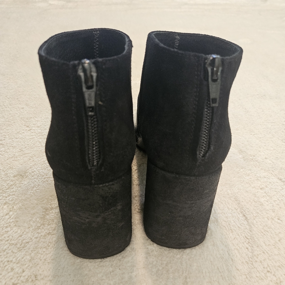 NEW Black Block Heel Leather Ankle Boots Size 9 Ombre Work Party Fall Feminine - Picture 6 of 10